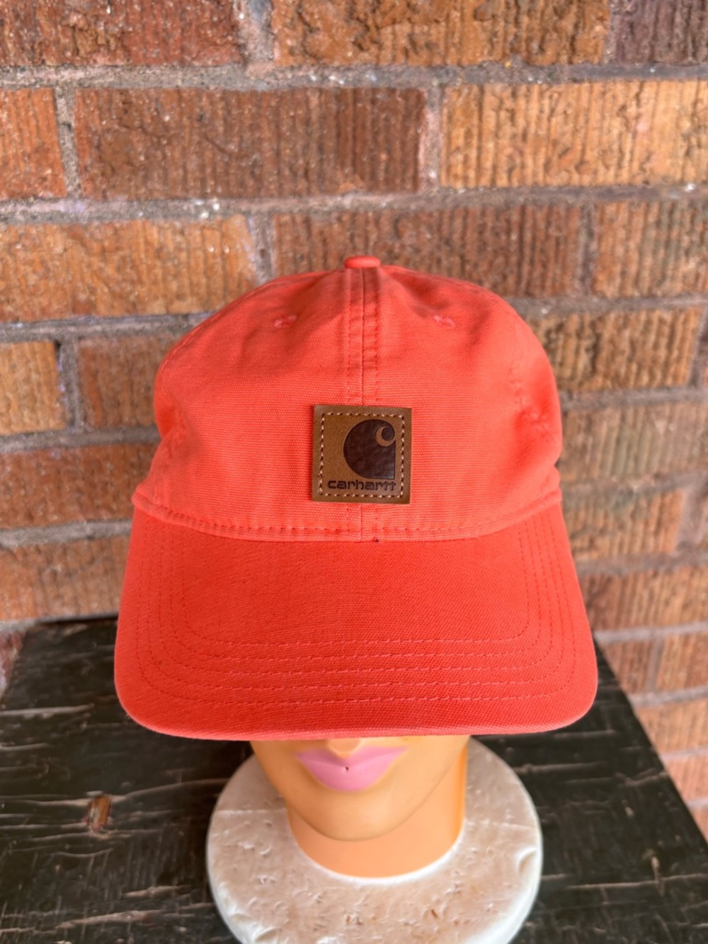 Carhartt Womens Odessa Cap Strapback Hat Canvas Logo Coral Orange Adjustable